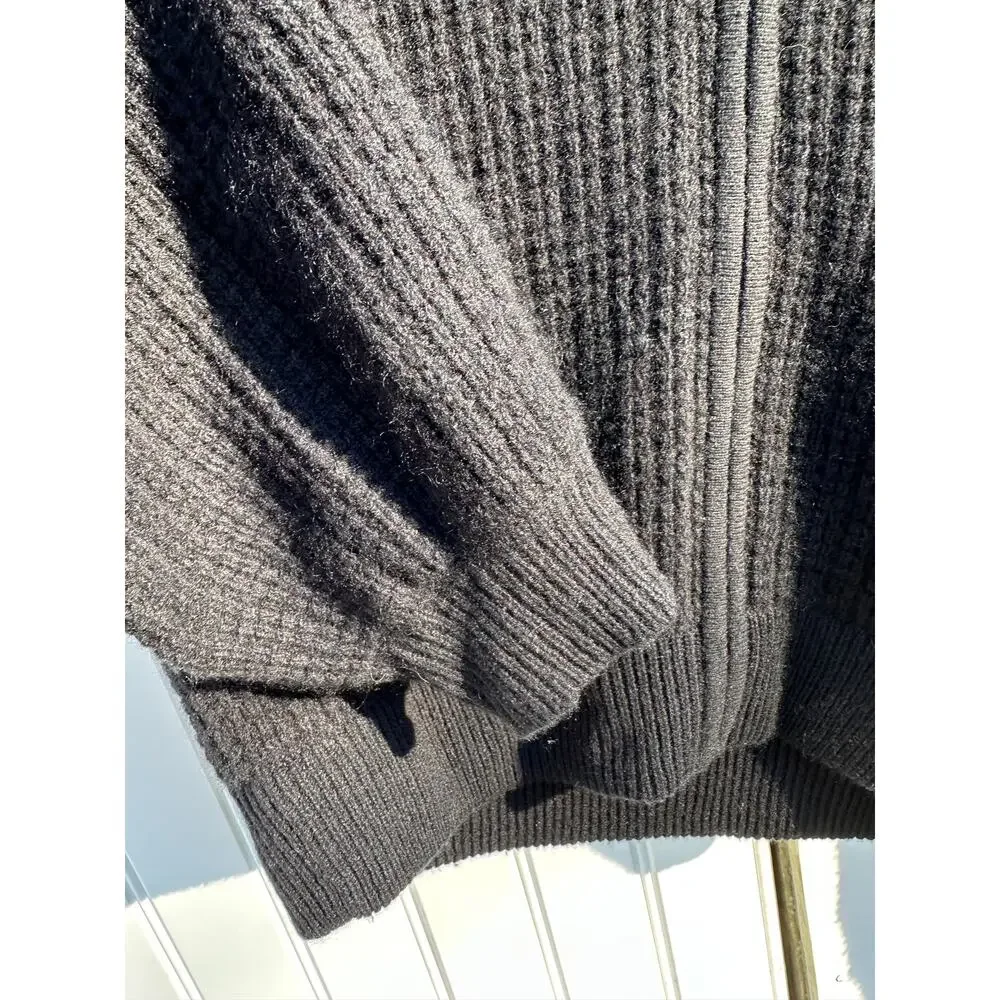 Alo Yoga Cashmere Plush Waffle Full Zip Hoodie Black Size Small $348 EUC Crop - Picture 13 of 16